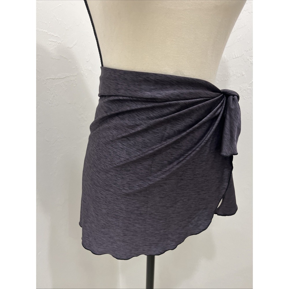 De La Mer‎ Sarong Swim Cover Up Women Size L Gray Good Space Dye Side Tie Skirt